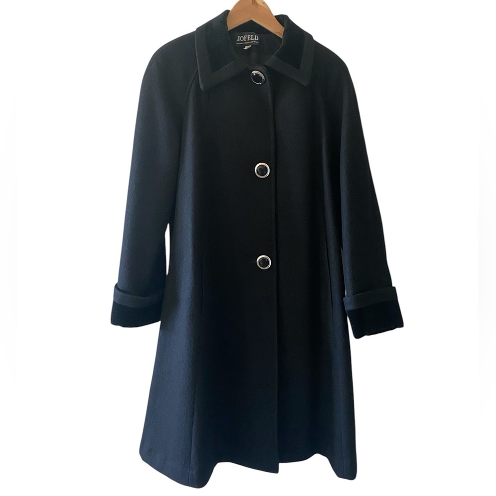 Vintage Jofeld Women’s Coat S Black Wool Blend Overcoat Winter Classic Capsule